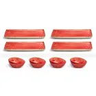 Juego de 8 placas de diseño rectangular moderno y cuenco de gres de colores - Simba Viadurini