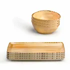 Juego de 8 placas de diseño rectangular moderno y cuenco de gres de colores - Simba Viadurini