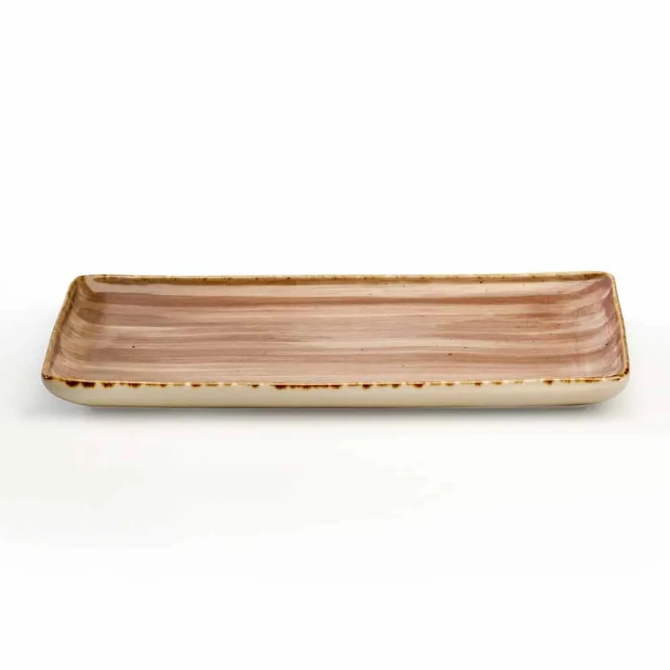 Juego de 8 placas de diseño rectangular moderno y cuenco de gres de colores - Simba Viadurini