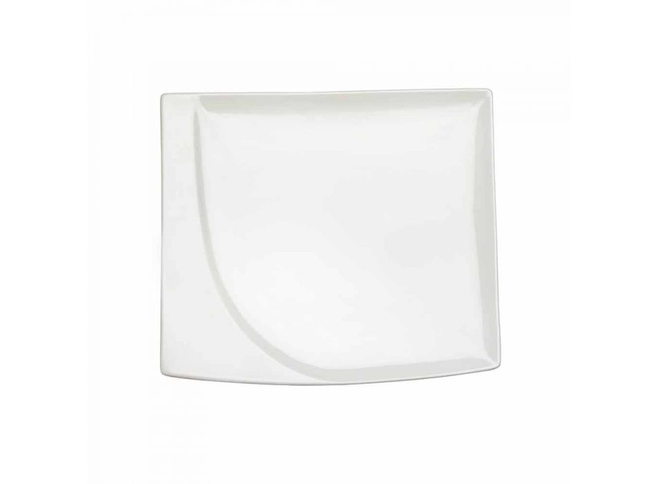 Servicio de aperitivo 12 piezas Placas modernas de diseño de porcelana blanca - Nalah Viadurini