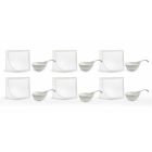 Servicio de aperitivo 12 piezas Placas modernas de diseño de porcelana blanca - Nalah Viadurini