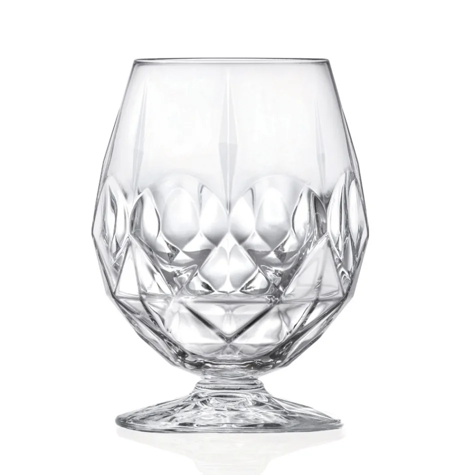 Servicio de Vasos de Licor Low Glass en Eco Crystal 12 Pzs - Bromeo Viadurini