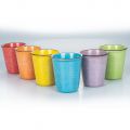 Juego de vasos de agua de cerámica de colores y borde de 12 piezas - Abruzzo