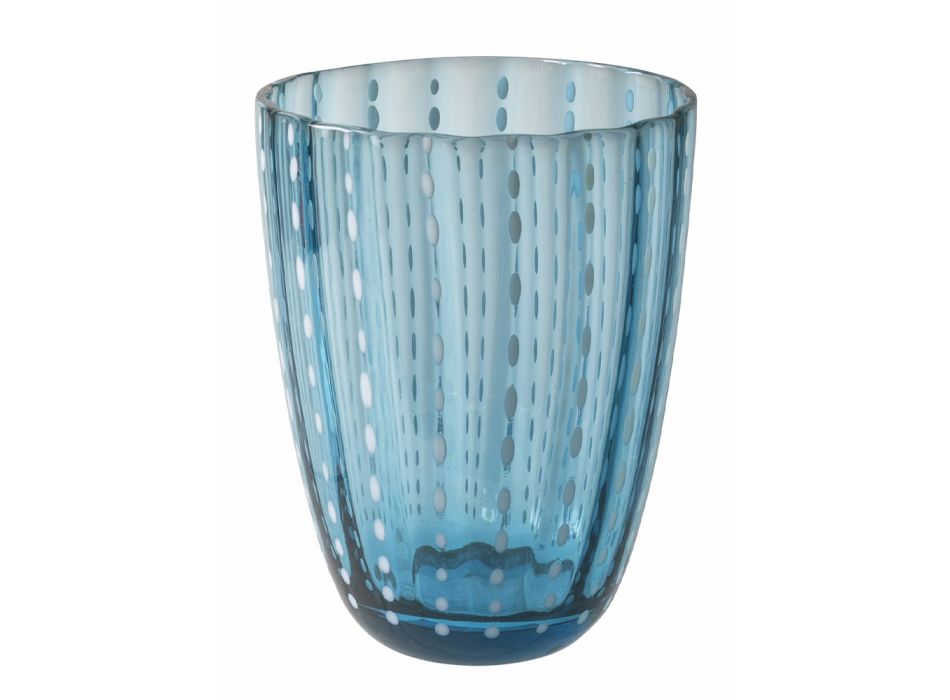 Servicio de vasos de agua de vidrio coloreado con lunares, 12 piezas - Botswana Viadurini