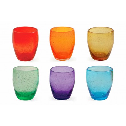 Servicio de vaso de agua en vidrio coloreado y moderno 6 piezas - Guerrero Viadurini