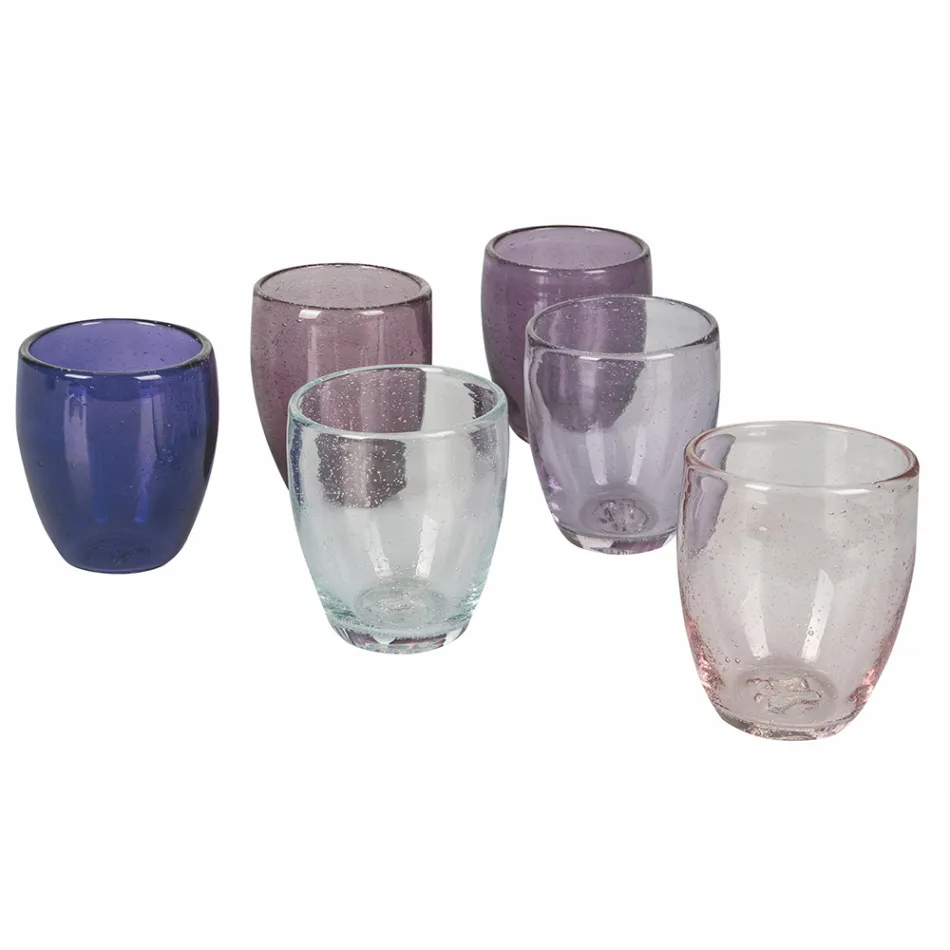 Vasos de agua de vidrio soplado de colores de 12 piezas - Guerrero Viadurini
