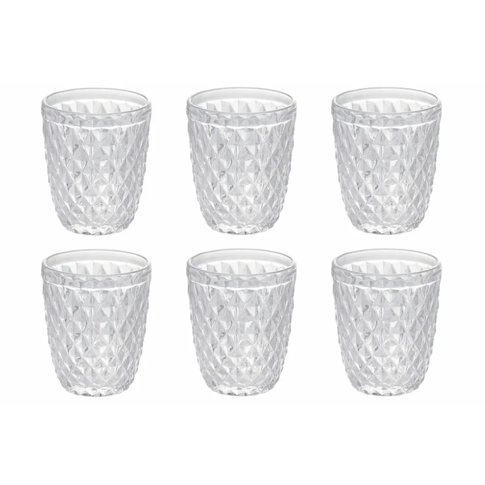 Juego de Vasos en Vidrio Color y Tallado Agua 12 Piezas - Brillo Viadurini