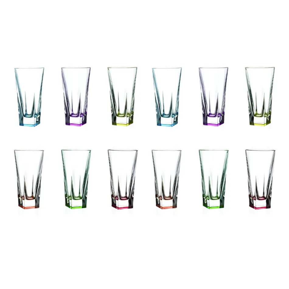 Vaso Alto Cristal Eco Coloreado Servicio De Vasos 12 Piezas - Amalgama Viadurini