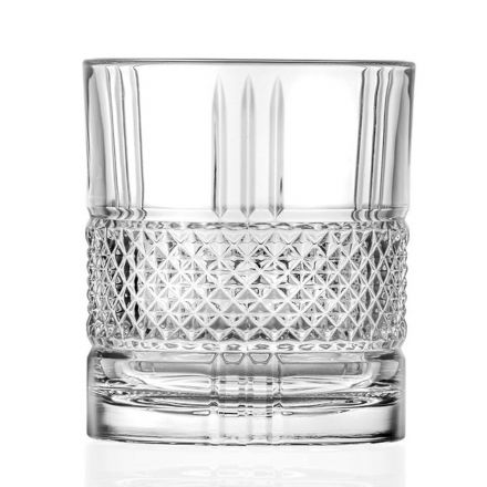 Juego de vasos de vaso bajo en cristal ecológico decorado, 12 piezas - Lively Viadurini