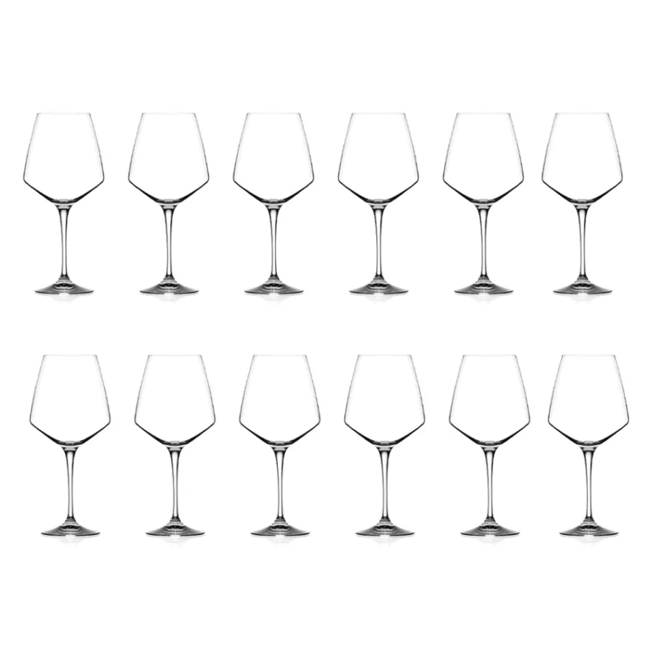 Juego de 12 copas de vino minimalistas de cristal ecológico rojo o blanco - Etera Viadurini
