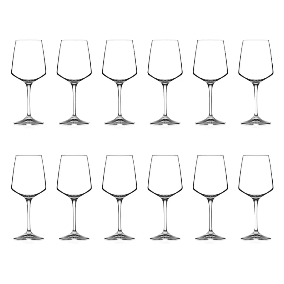 Juego de 12 copas de vino minimalistas de cristal ecológico rojo o blanco - Etera Viadurini
