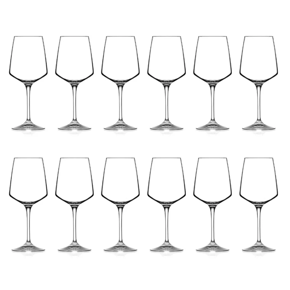 Juego de 12 copas de vino minimalistas de cristal ecológico rojo o blanco - Etera Viadurini