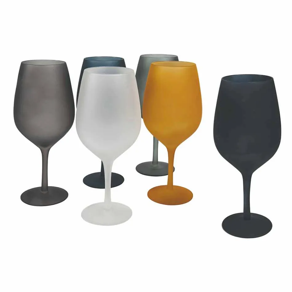 Juego de copa de vino tinto o blanco en vidrio coloreado, 12 piezas - Borde Viadurini