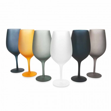 Juego de copa de vino tinto o blanco en vidrio coloreado, 12 piezas - Borde Viadurini