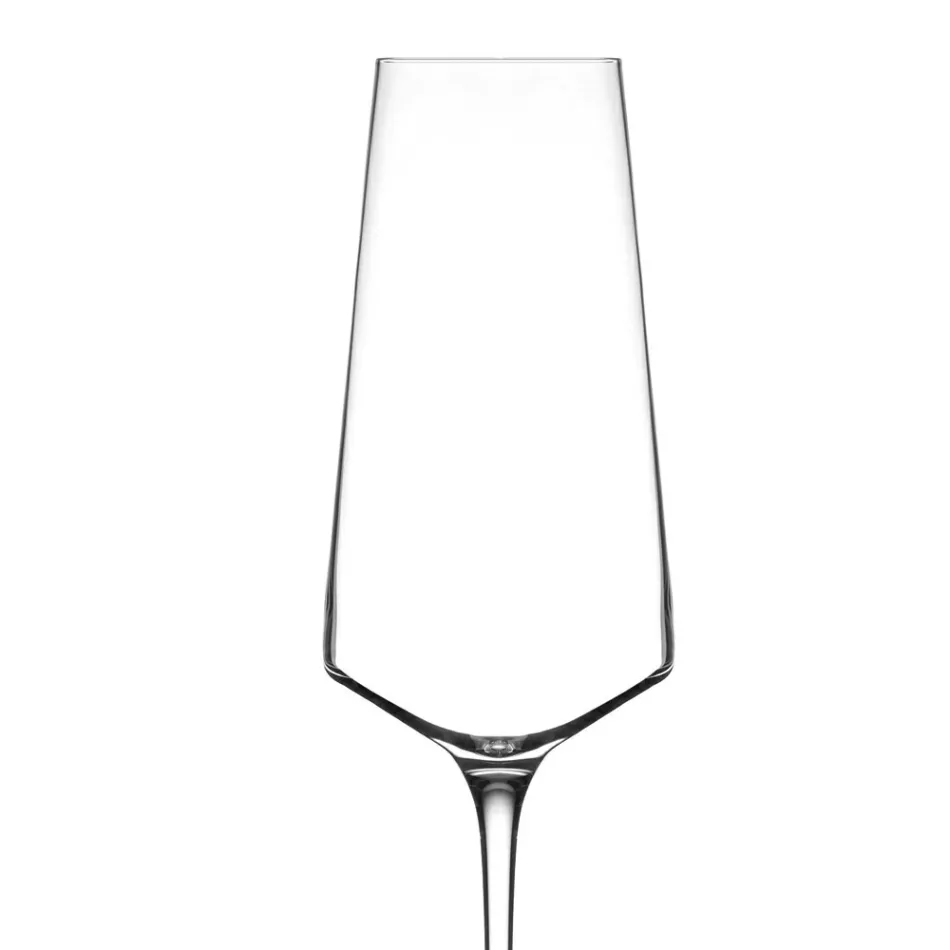 Juego de Flauta de Vino en Cristal Minimal Ecológico 12 Piezas - Etera Viadurini