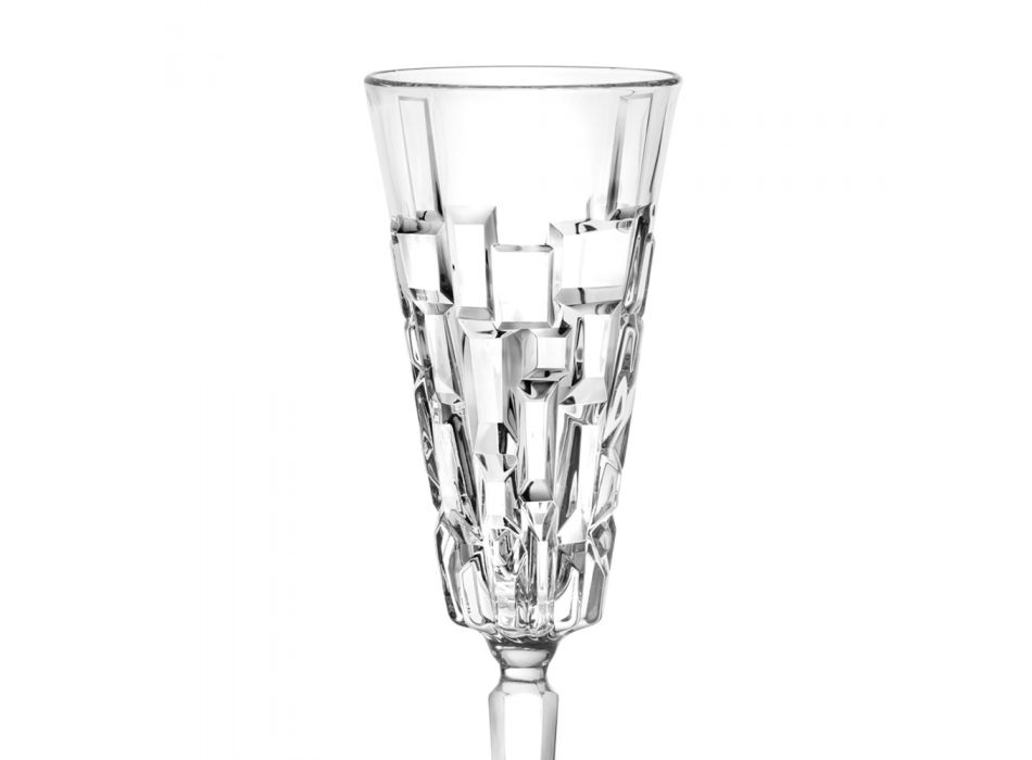 Juego de copa de flauta de cristal con decoración ecológica de lujo, 12 piezas - Catania Viadurini