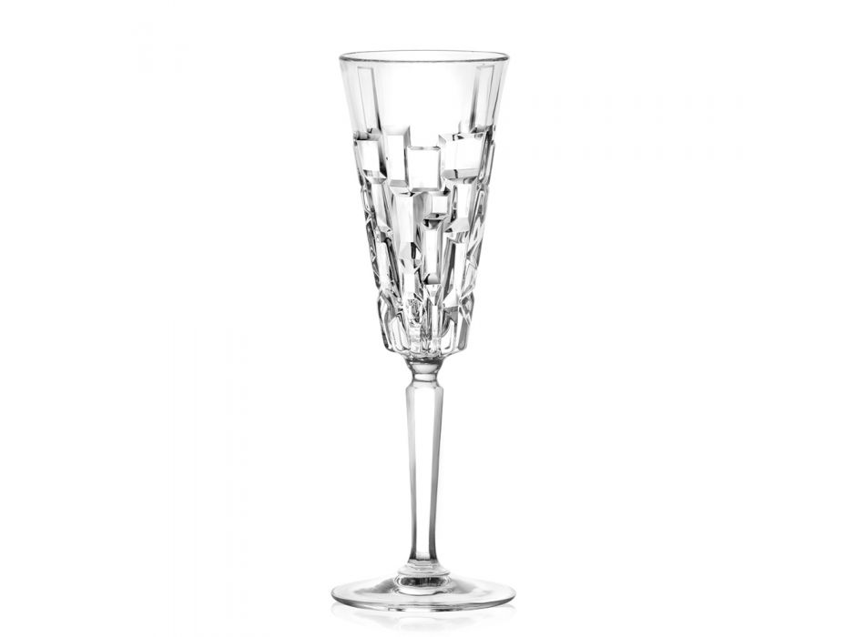 Juego de copa de flauta de cristal con decoración ecológica de lujo, 12 piezas - Catania Viadurini