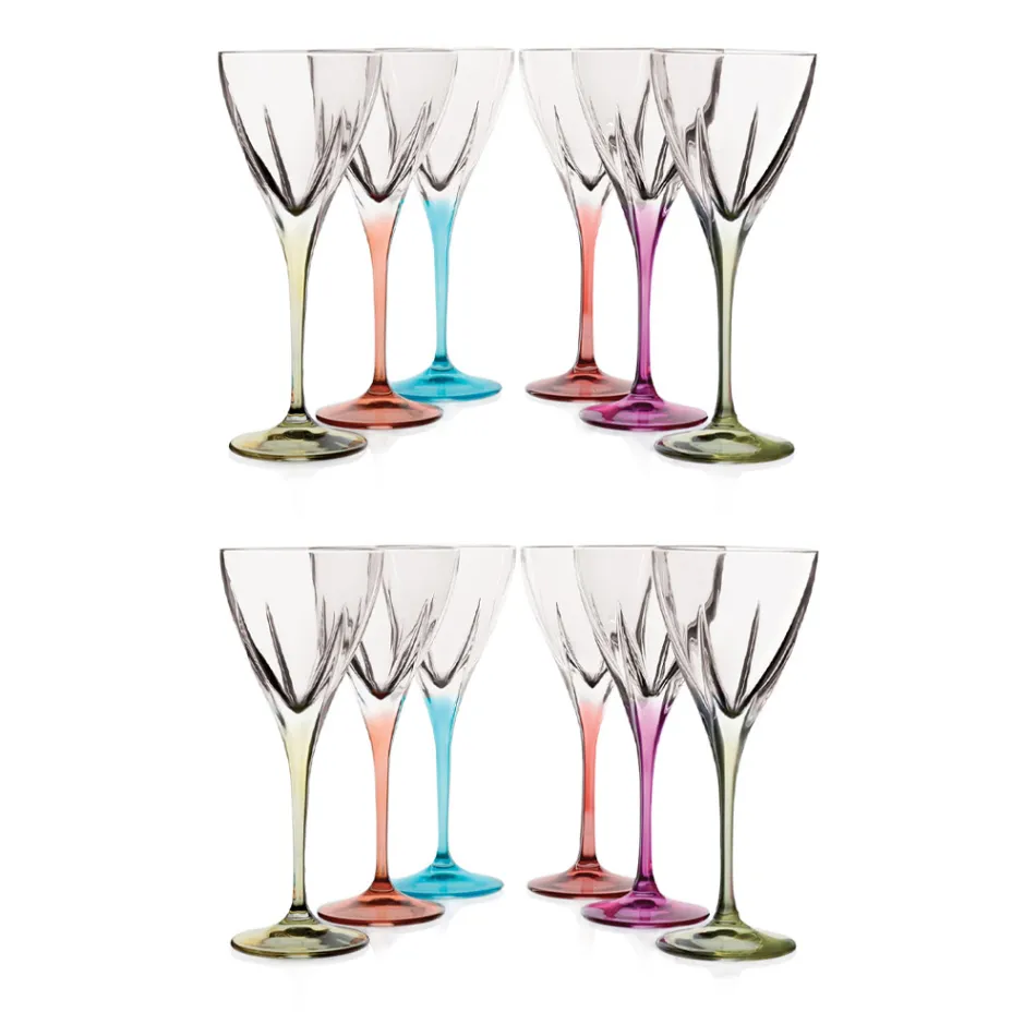 Juego de copas de vino de cristal, color ecológico o transparente, 12 piezas - Amalgama Viadurini