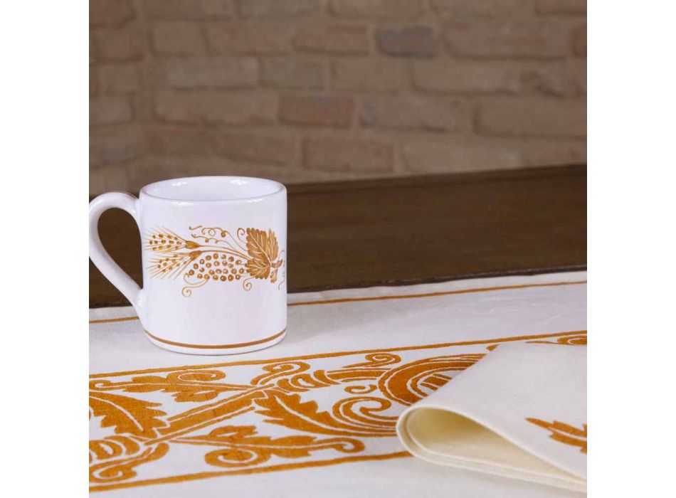 Servicio de desayuno artesanal italiano Estampado a mano en telas antiguas - Marcas Viadurini