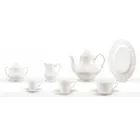 Servicio Completo de Desayuno 22 Piezas en Porcelana Blanca - Gimignano Viadurini