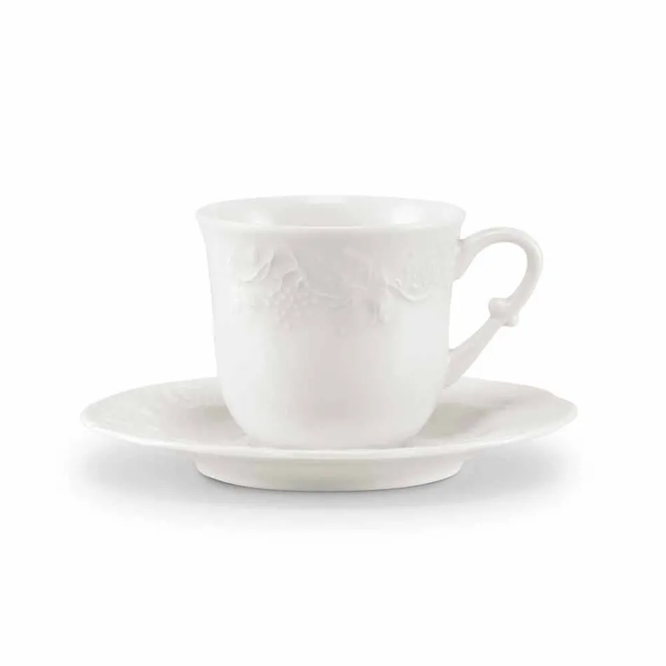 Servicio Completo de Desayuno 22 Piezas en Porcelana Blanca - Gimignano Viadurini