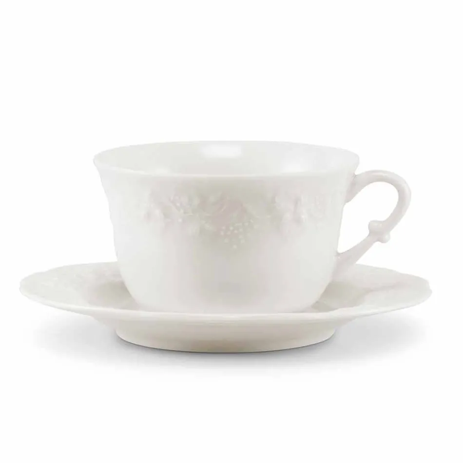 Servicio Completo de Desayuno 22 Piezas en Porcelana Blanca - Gimignano Viadurini