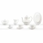 Servicio Completo de Desayuno 22 Piezas en Porcelana Blanca - Gimignano Viadurini