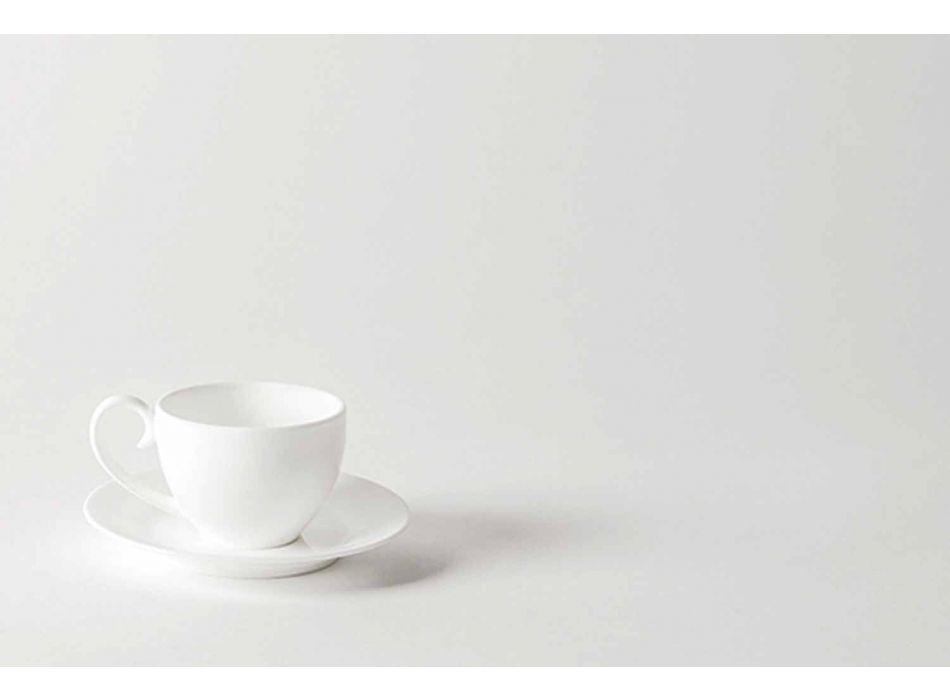 Servicio Completo de Tazas de Café 21 Piezas en Porcelana Blanca - Samantha Viadurini