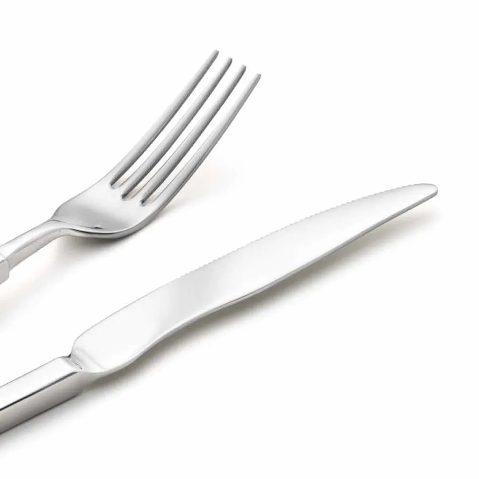 Juego completo de cubiertos de acero 24 piezas Diseño Made in Italy - Tricky Viadurini