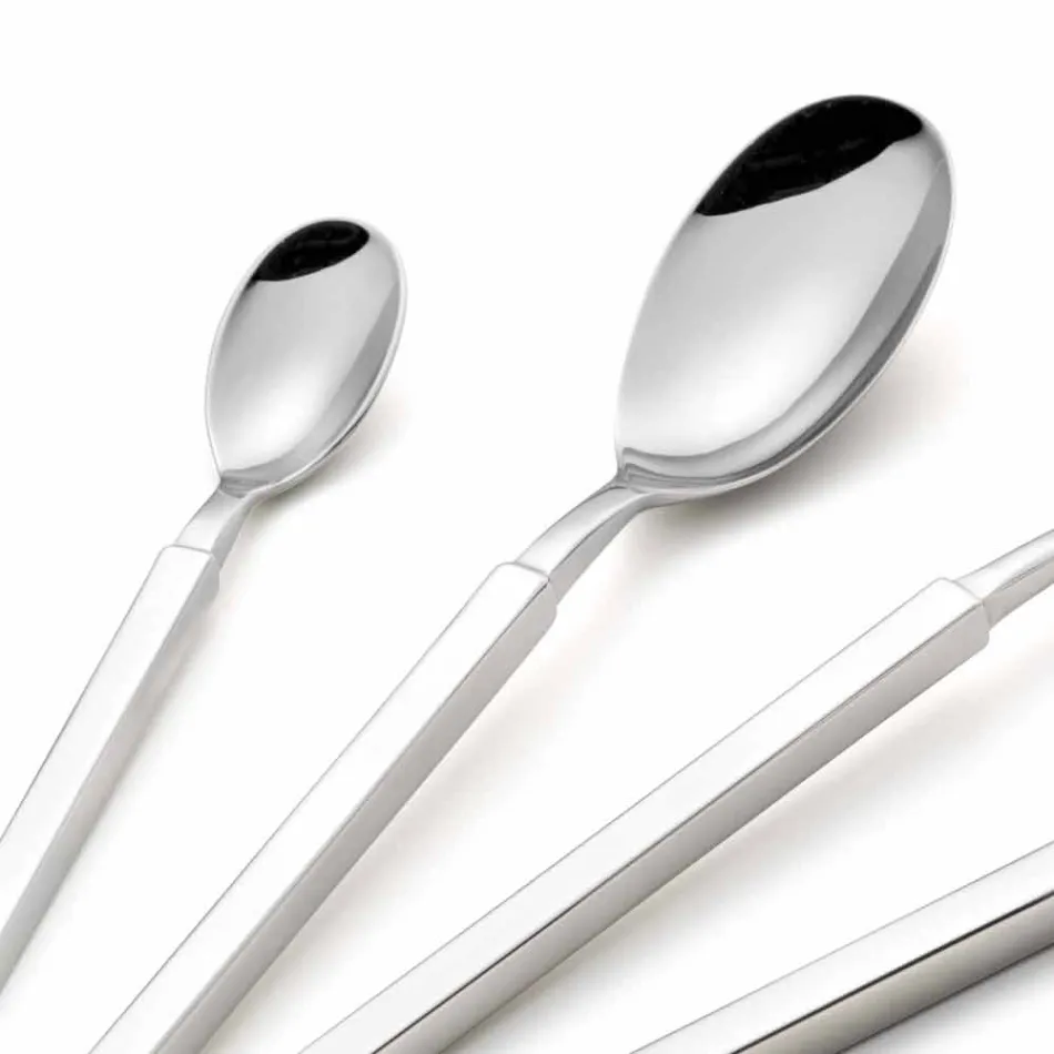 Juego completo de cubiertos de acero 24 piezas Diseño Made in Italy - Tricky Viadurini