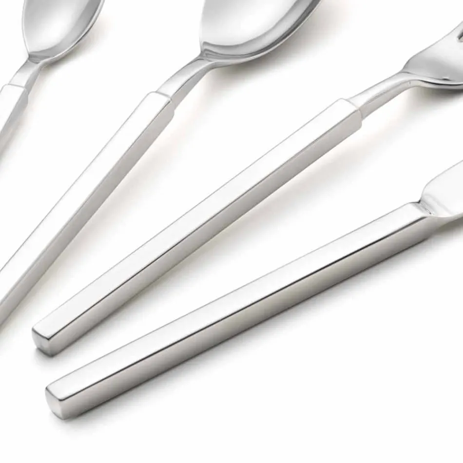 Juego completo de cubiertos de acero 24 piezas Diseño Made in Italy - Tricky Viadurini