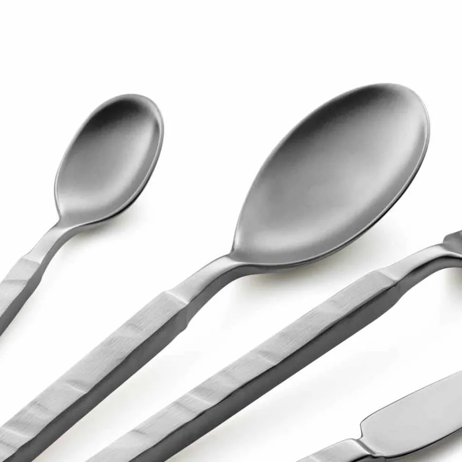 Juego completo de cubiertos de acero 24 piezas Diseño Made in Italy - Tricky Viadurini