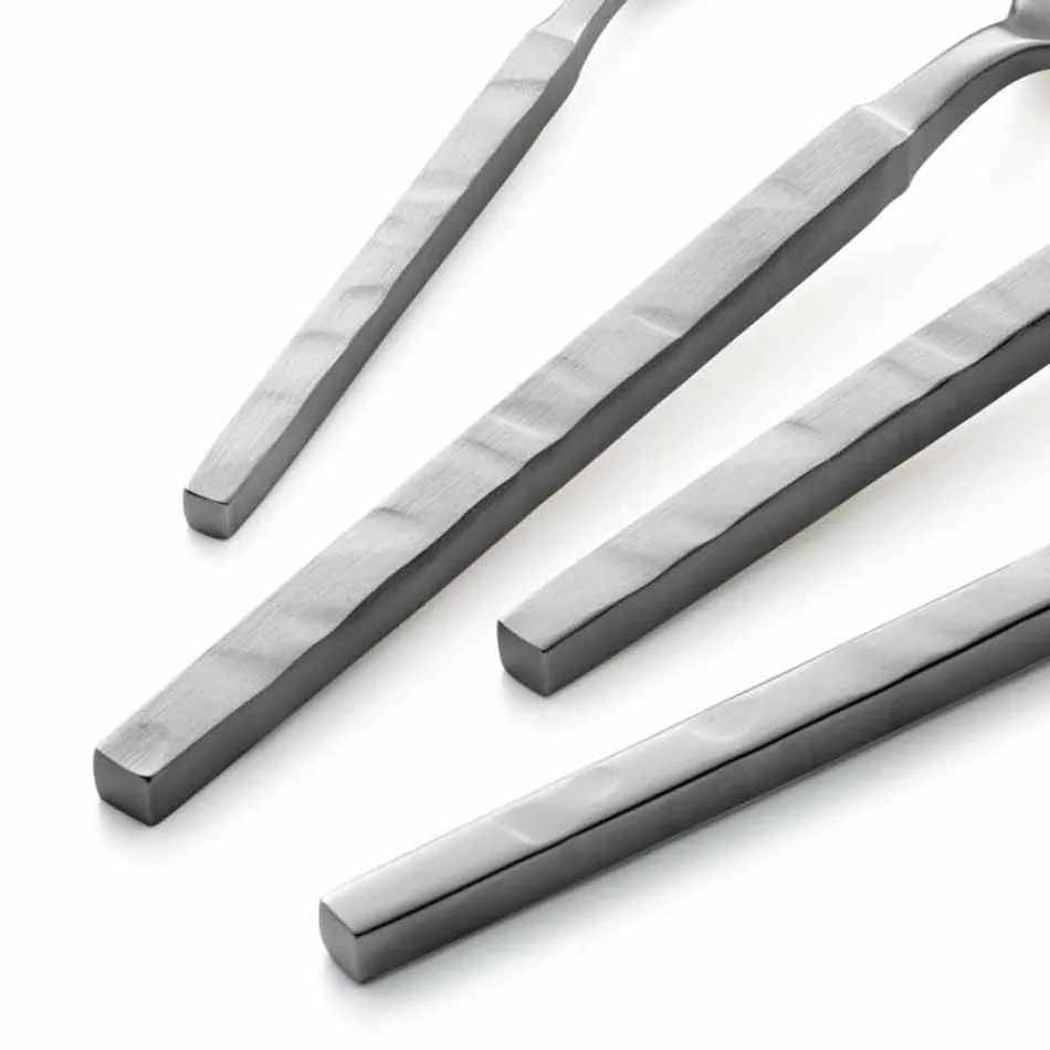 Juego completo de cubiertos de acero 24 piezas Diseño Made in Italy - Tricky Viadurini