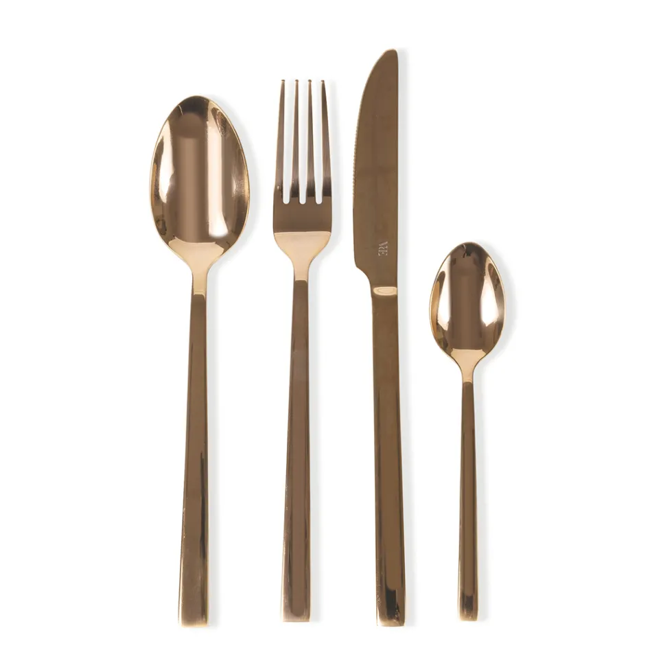 Juego completo de cubiertos en acero negro o diseño de cobre 24 piezas - Fayette Viadurini