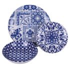 Servicio de 18 platos de porcelana de colores blanco y azul - Wieder Viadurini