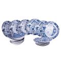 Servicio de 18 platos de porcelana de colores blanco y azul - Wieder