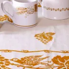 Servicio de desayuno de lino con una sola pieza hecha a mano - Marcas Viadurini