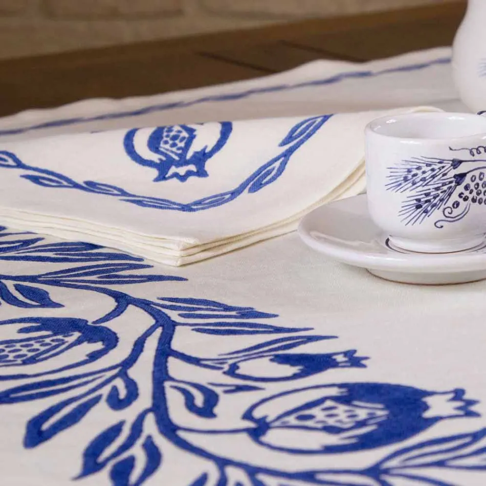 Servicio de desayuno de lino con una sola pieza hecha a mano - Marcas Viadurini