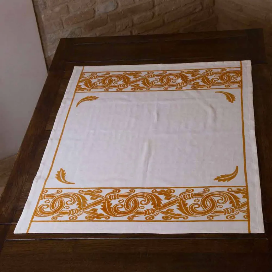 Servicio de desayuno de lino con una sola pieza hecha a mano - Marcas Viadurini