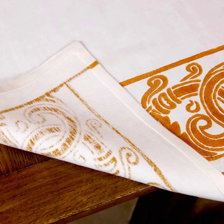 Servicio de desayuno de lino con una sola pieza hecha a mano - Marcas Viadurini