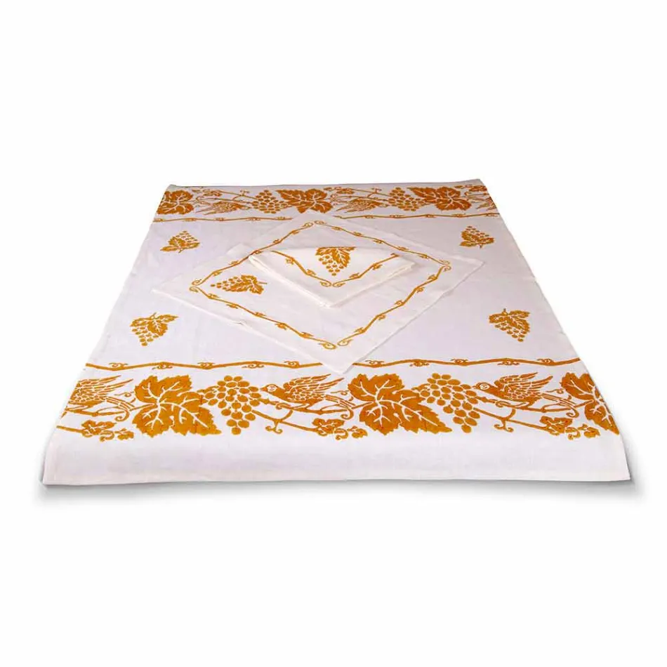 Servicio de desayuno de lino con una sola pieza hecha a mano - Marcas Viadurini