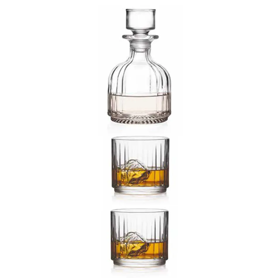 Set de Licor en Cristal Ecológico Apilable 3 Piezas - Spicco Viadurini