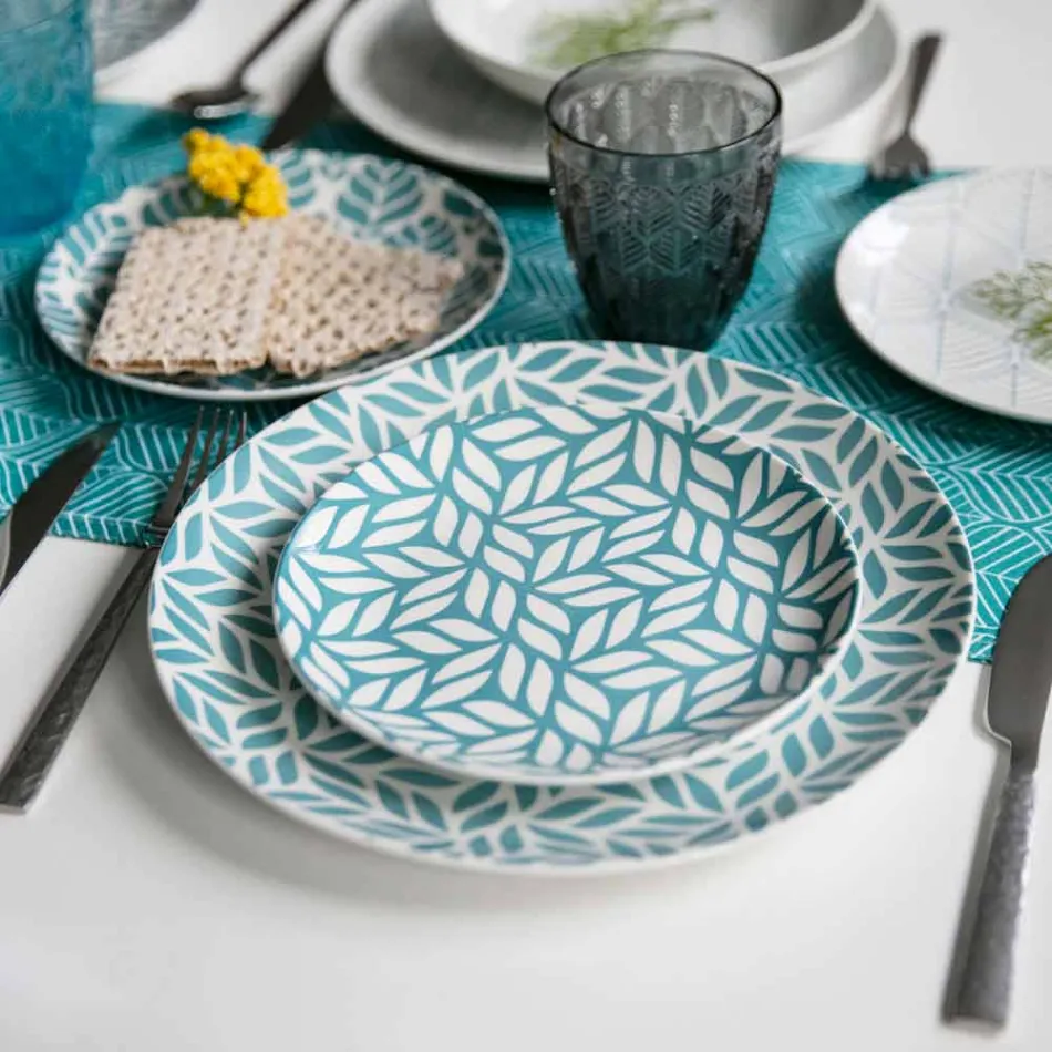 Servicio de mesa completo en porcelana de colores 18 piezas - Indonesia Viadurini