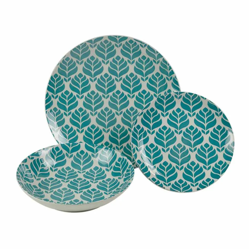 Servicio de mesa completo en porcelana de colores 18 piezas - Indonesia Viadurini