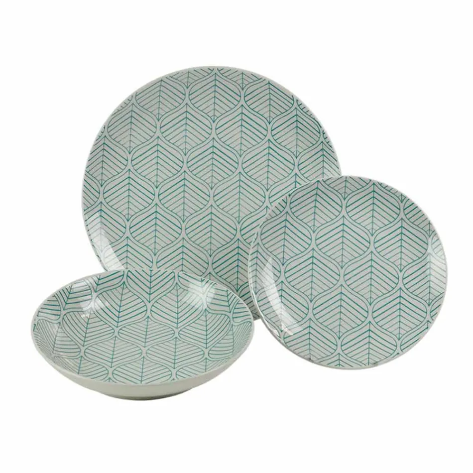 Servicio de mesa completo en porcelana de colores 18 piezas - Indonesia Viadurini