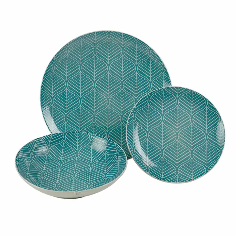 Servicio de mesa completo en porcelana de colores 18 piezas - Indonesia Viadurini