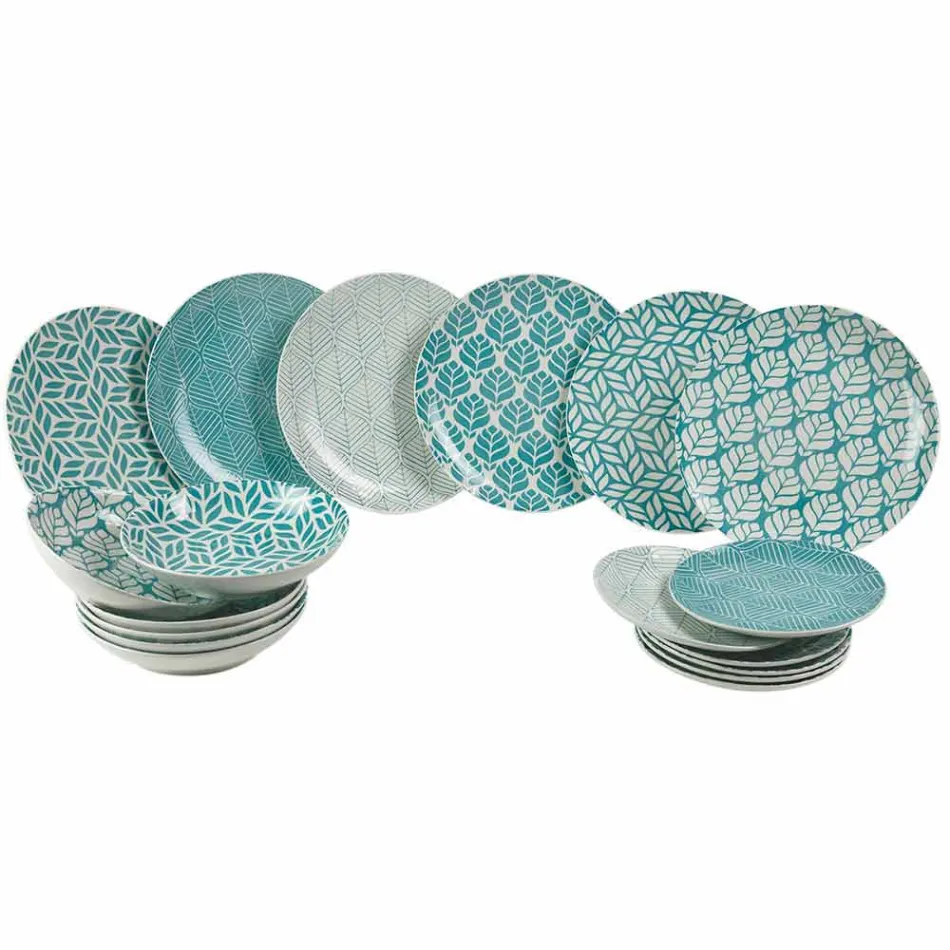 Servicio de mesa completo en porcelana de colores 18 piezas - Indonesia Viadurini