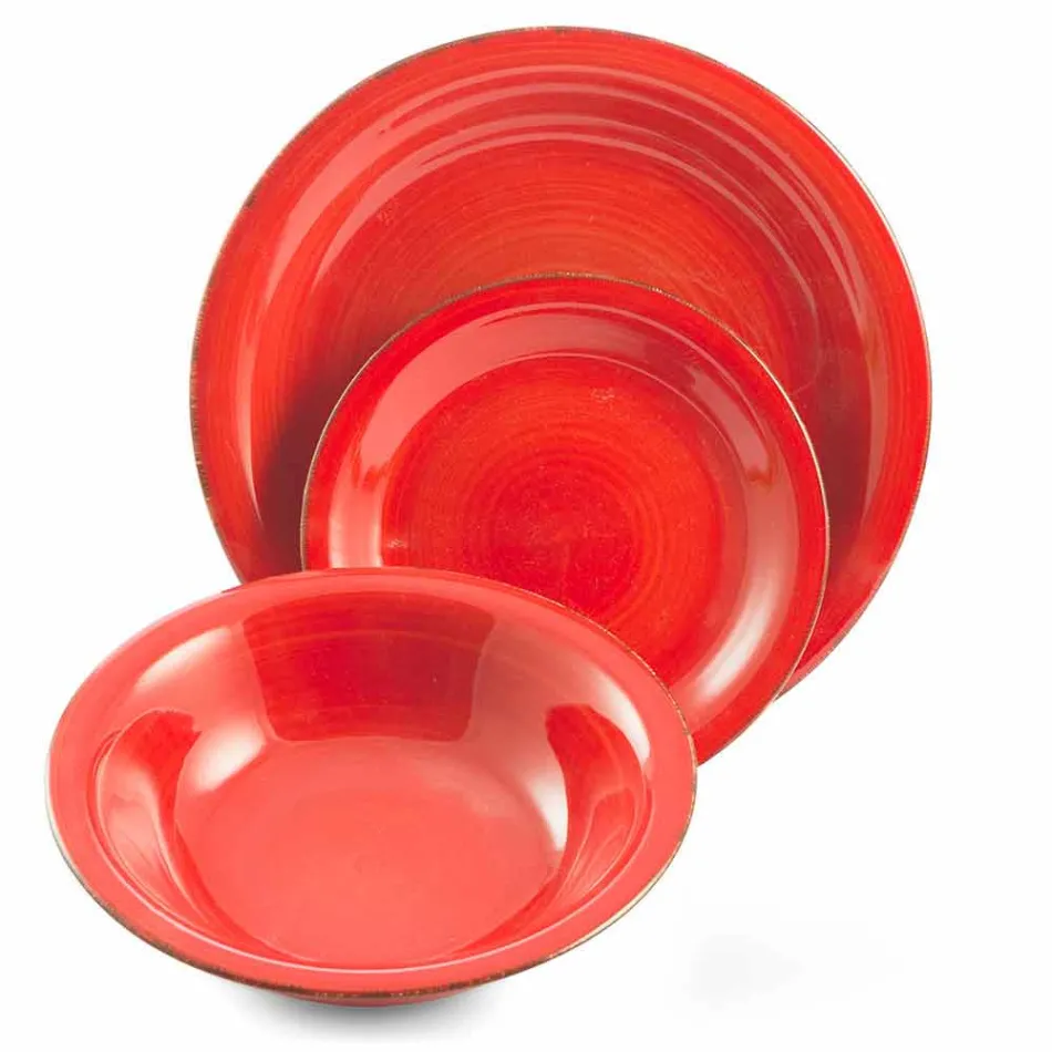 Vajilla con platos de colores 18 piezas en gres moderno - Abruzos Viadurini