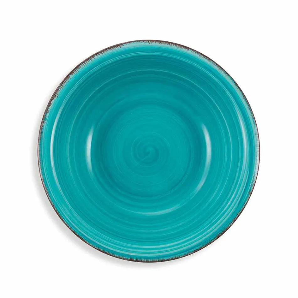 Vajilla con platos de colores 18 piezas en gres moderno - Abruzos Viadurini