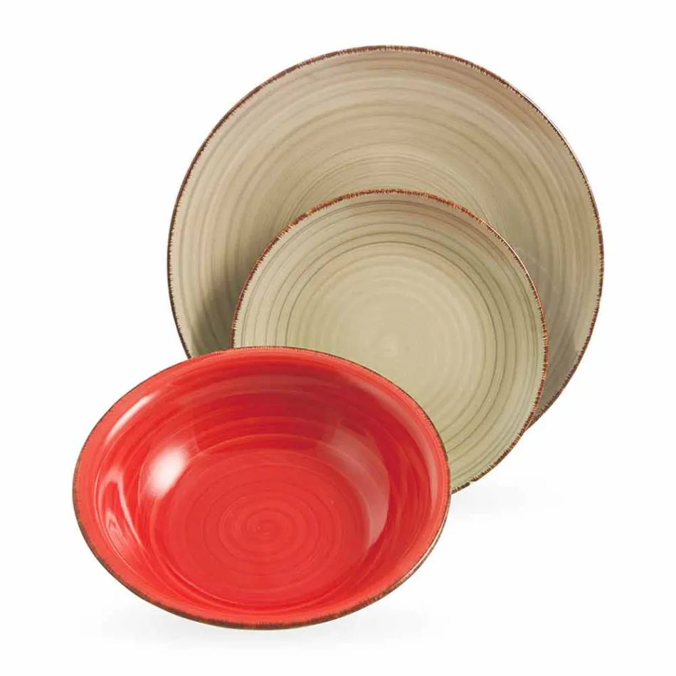 Vajilla con platos de colores 18 piezas en gres moderno - Abruzos Viadurini